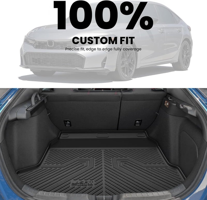 LASFIT Trunk Mat for Honda Civic Hatchback 2022-2026 & Civic Hatchback Hybrid 2025-2026, All Weather TPE Custom Fit Trunk Liner Cargo Mat Cargo Liner with Subwoofer, Black - Image 4